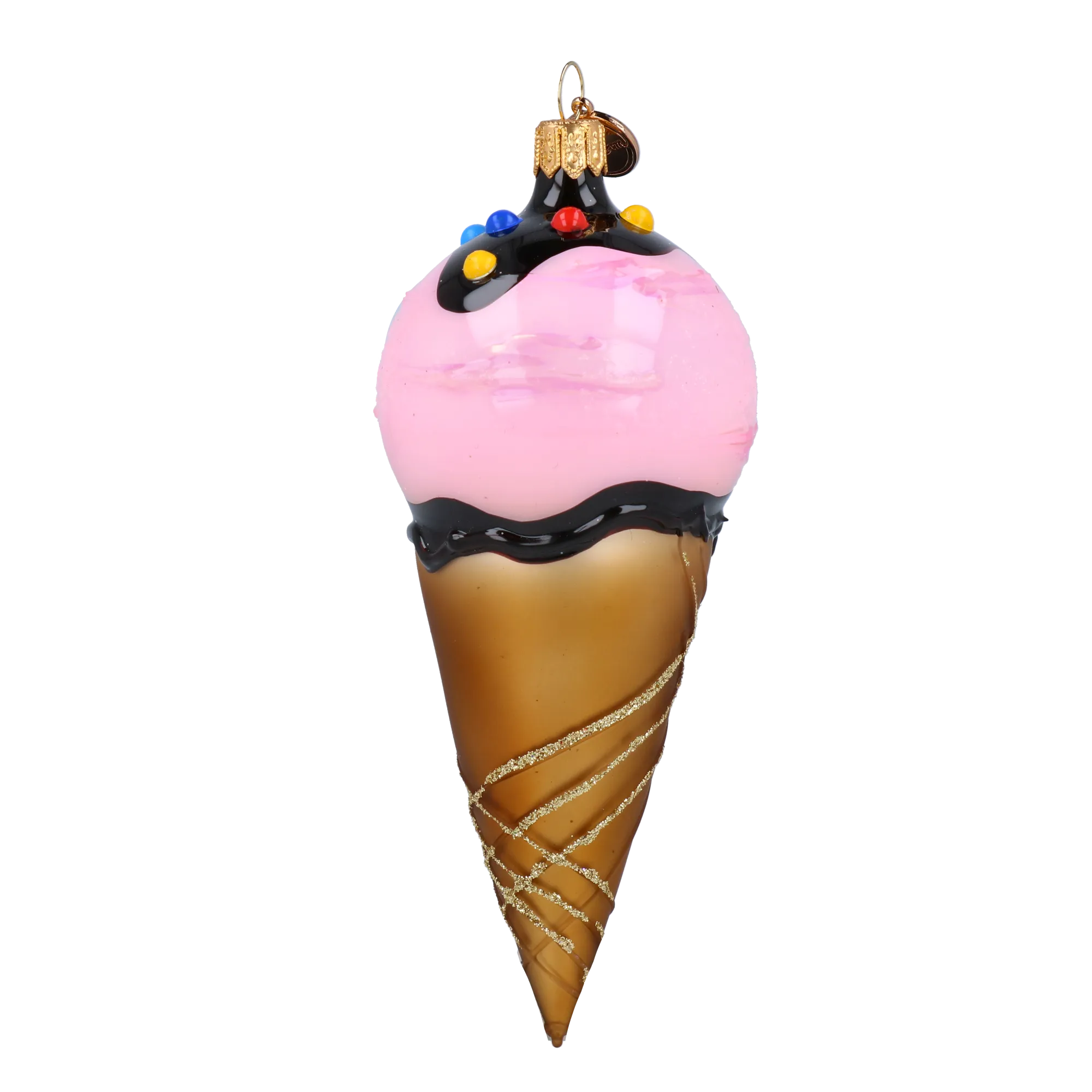 Strawberry Ice Cream Cone Glass Ornament Handmade Glass Christmas ornament 2022-178