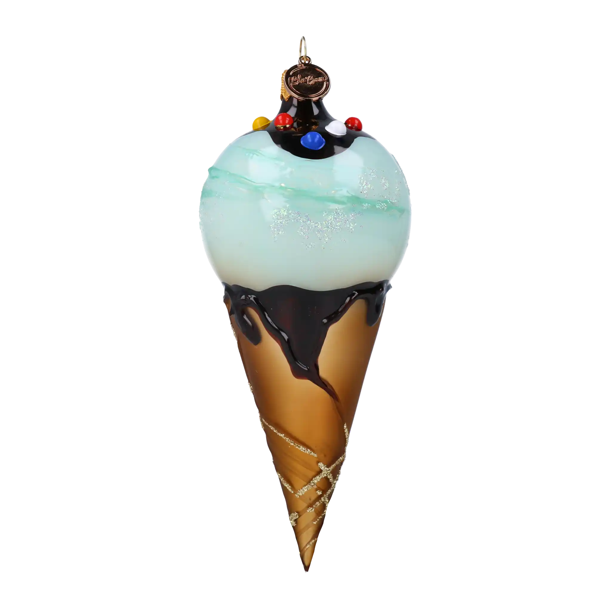 Rożek Lodowy Szklana Ozdoba Miętowe lody z czekoladą Bombka Słodycz