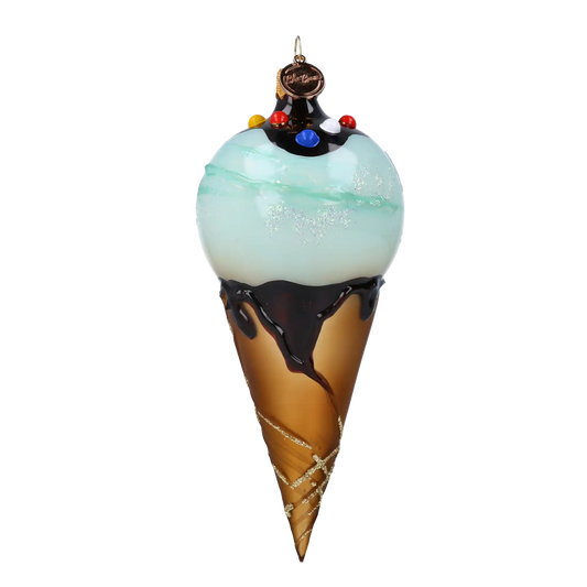 Rożek Lodowy Szklana Ozdoba Miętowe lody z czekoladą Bombka Słodycz