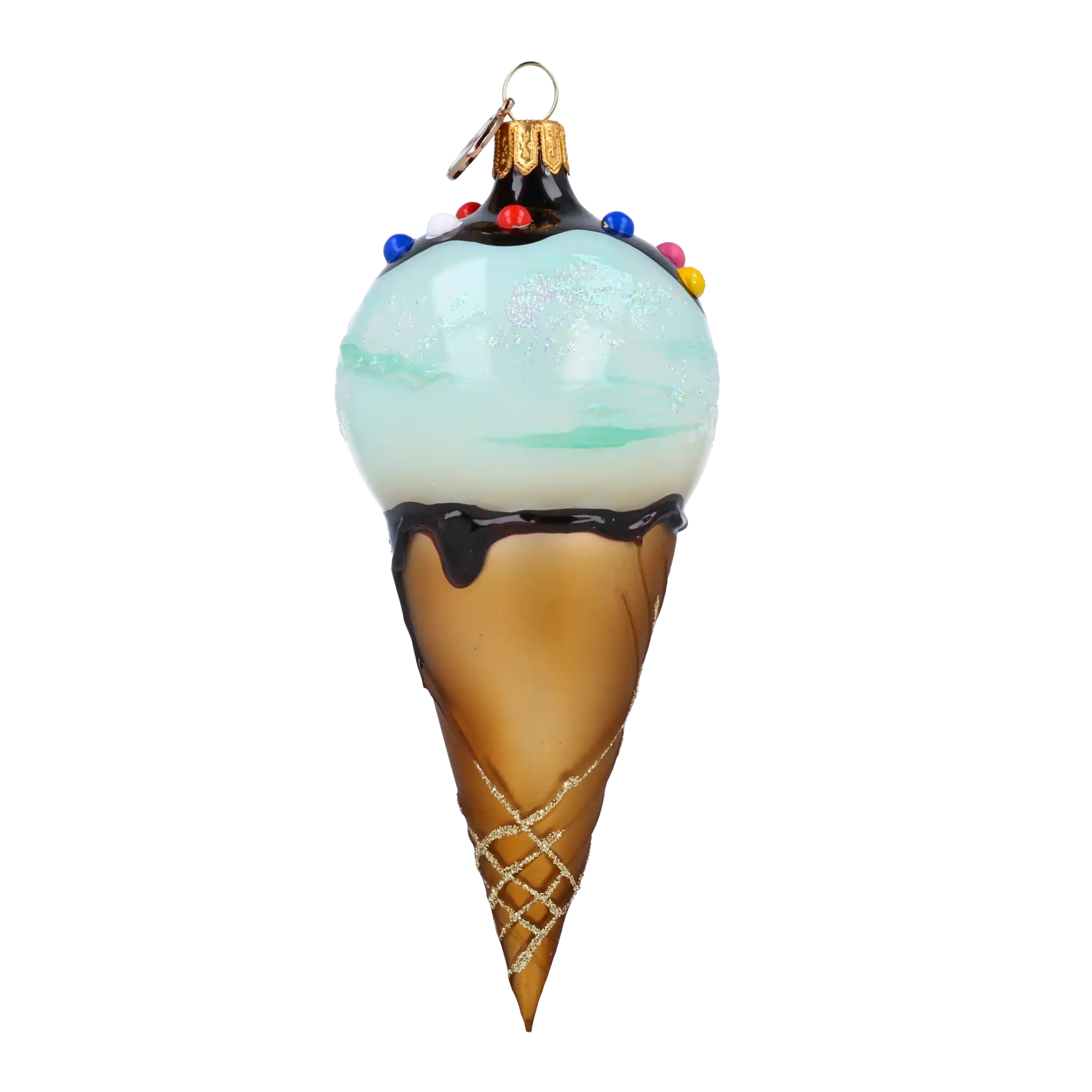 Rożek Lodowy Szklana Ozdoba Miętowe lody z czekoladą Bombka Słodycz