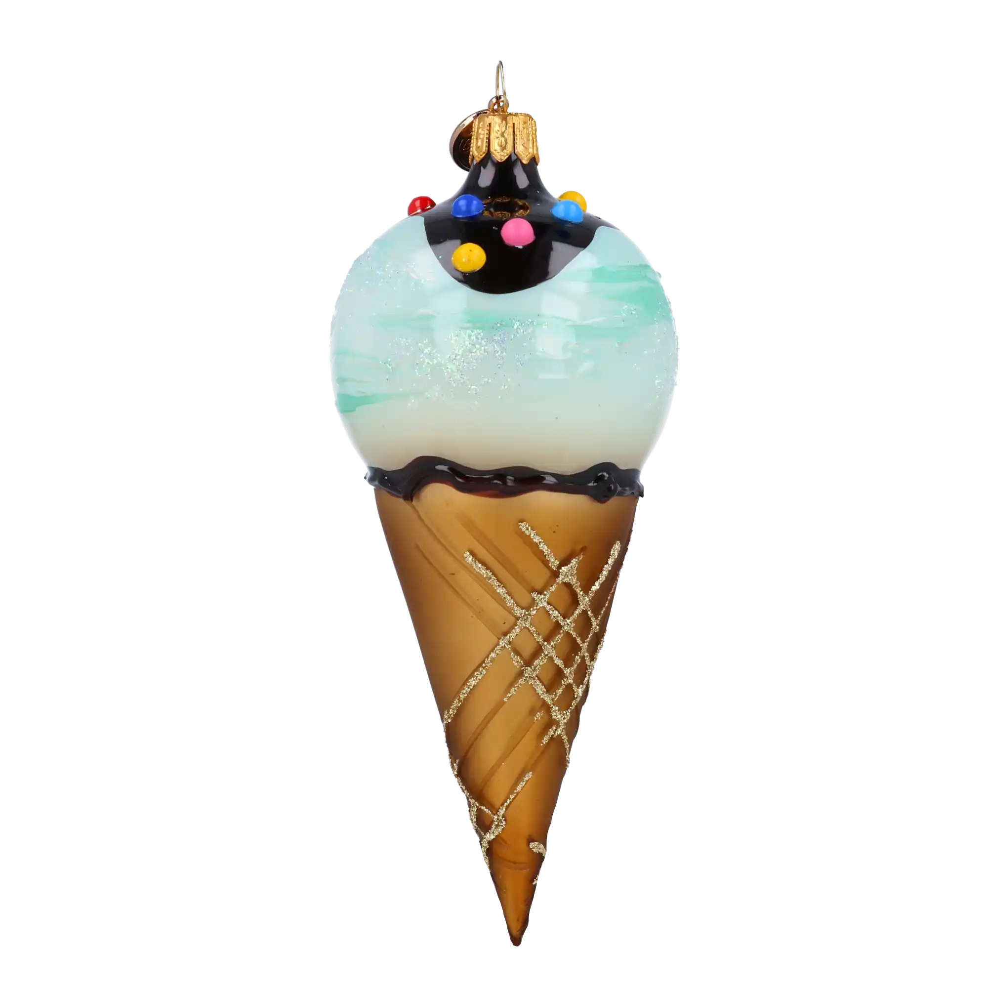 Rożek Lodowy Szklana Ozdoba Miętowe lody z czekoladą Bombka Słodycz