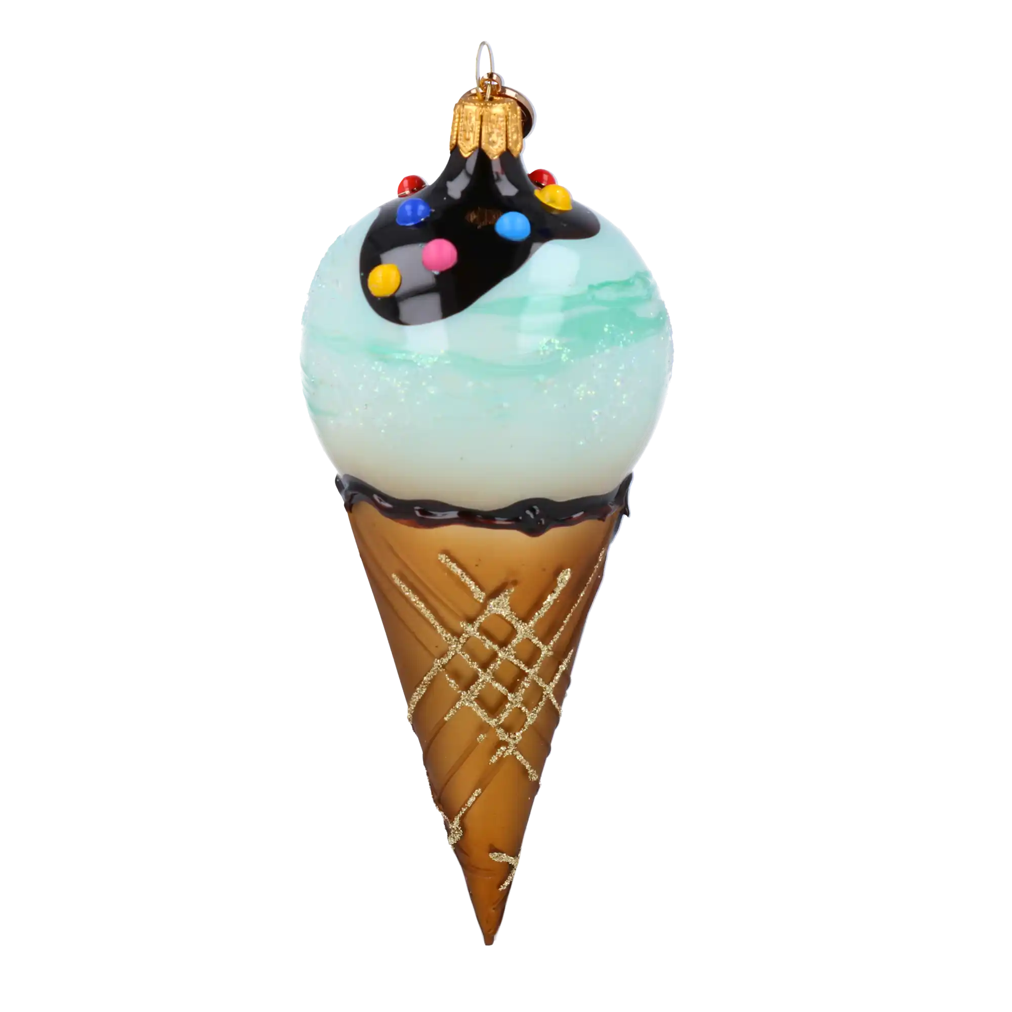 Rożek Lodowy Szklana Ozdoba Miętowe lody z czekoladą Bombka Słodycz