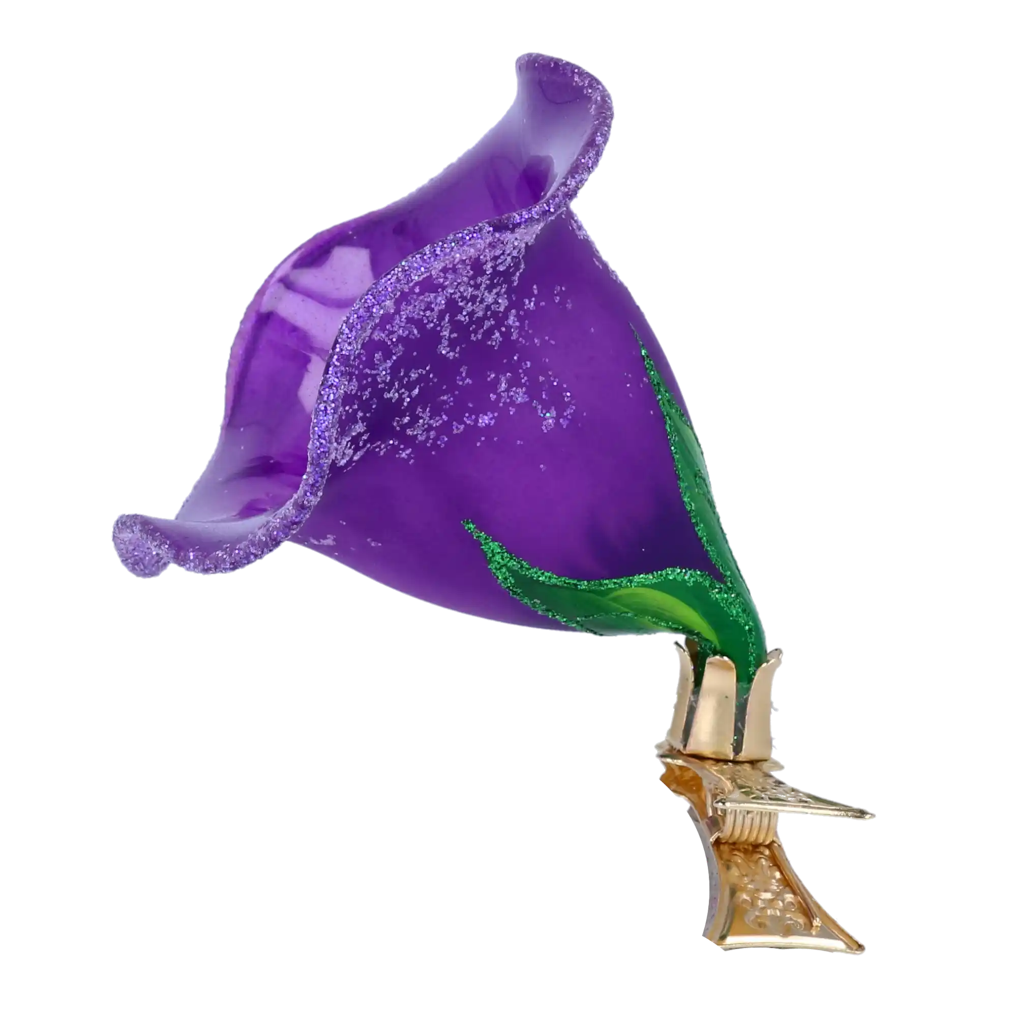 Fioletowy Kwiat Klips Szklana Ozdoba Kwiatek Powój