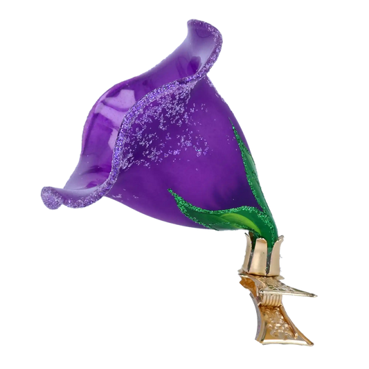 Fioletowy Kwiat Klips Szklana Ozdoba Kwiatek Powój