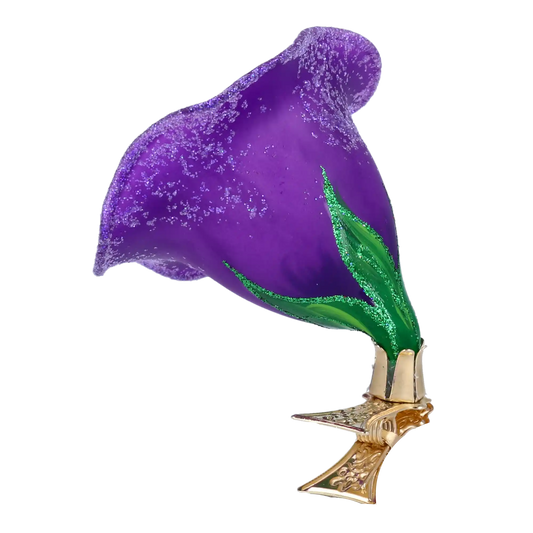 Fioletowy Kwiat Klips Szklana Ozdoba Kwiatek Powój