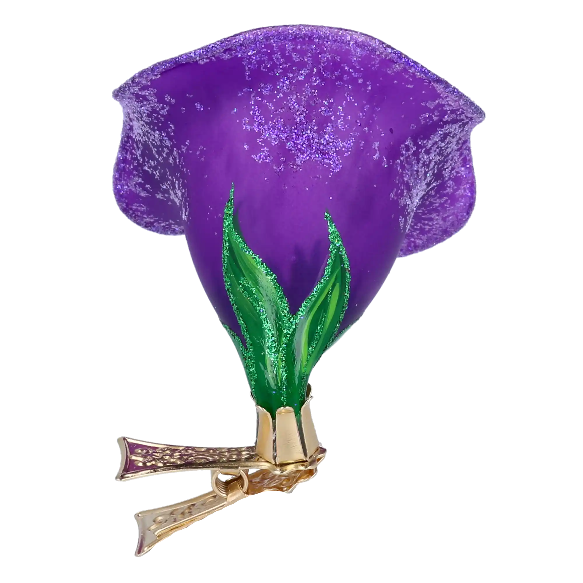 Fioletowy Kwiat Klips Szklana Ozdoba Kwiatek Powój