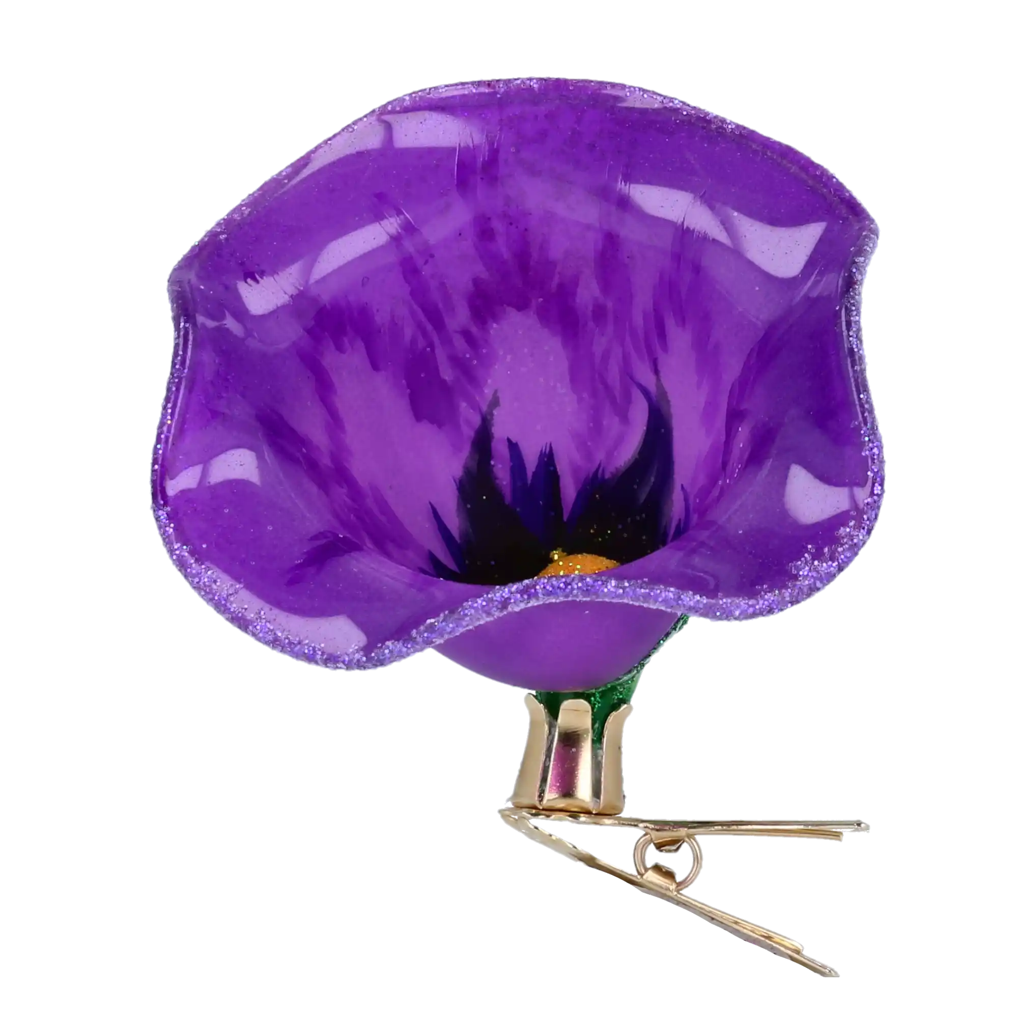 Fioletowy Kwiat Klips Szklana Ozdoba Kwiatek Powój