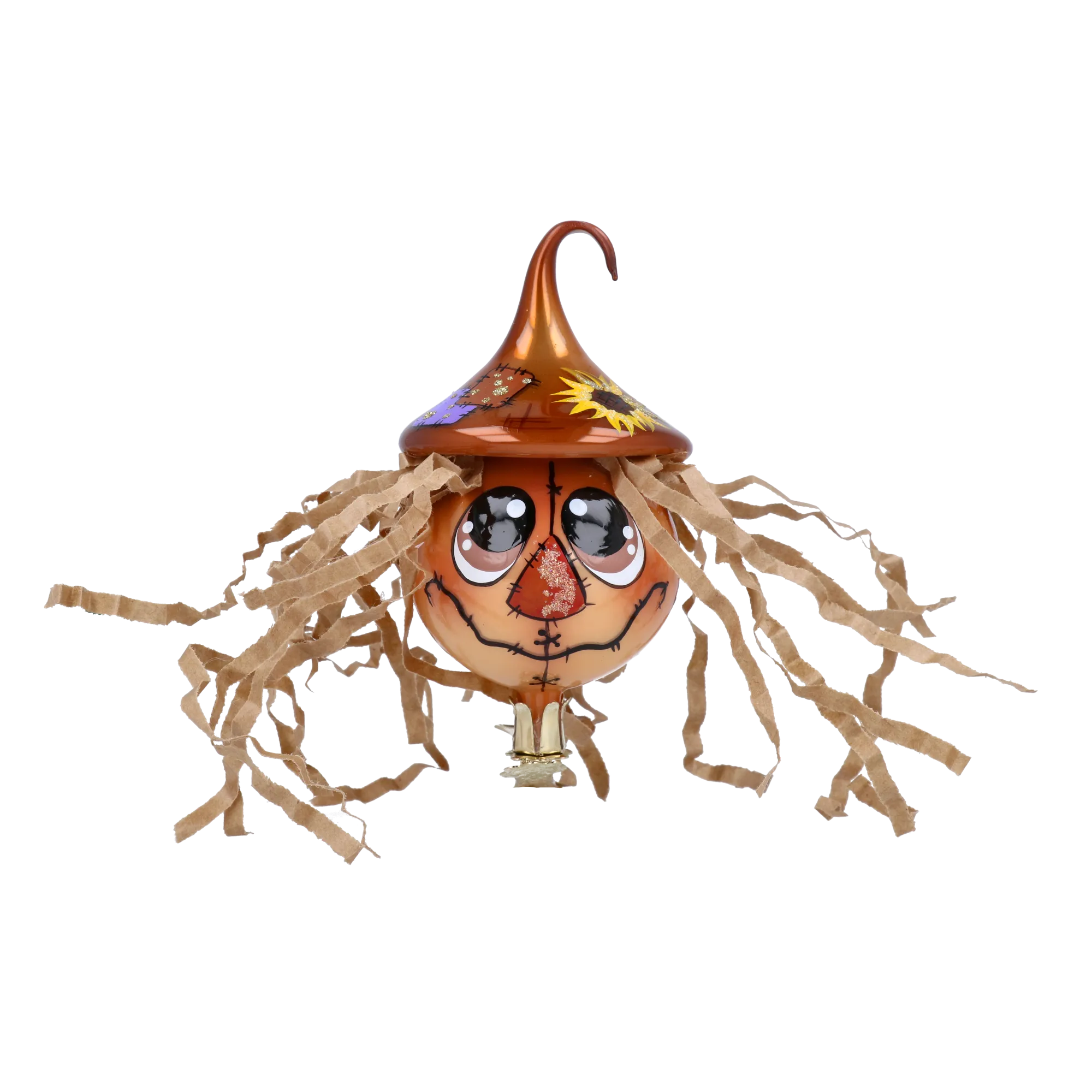 Autumn Scarecrow. Handmade Glass Christmas ornament. 2022-201