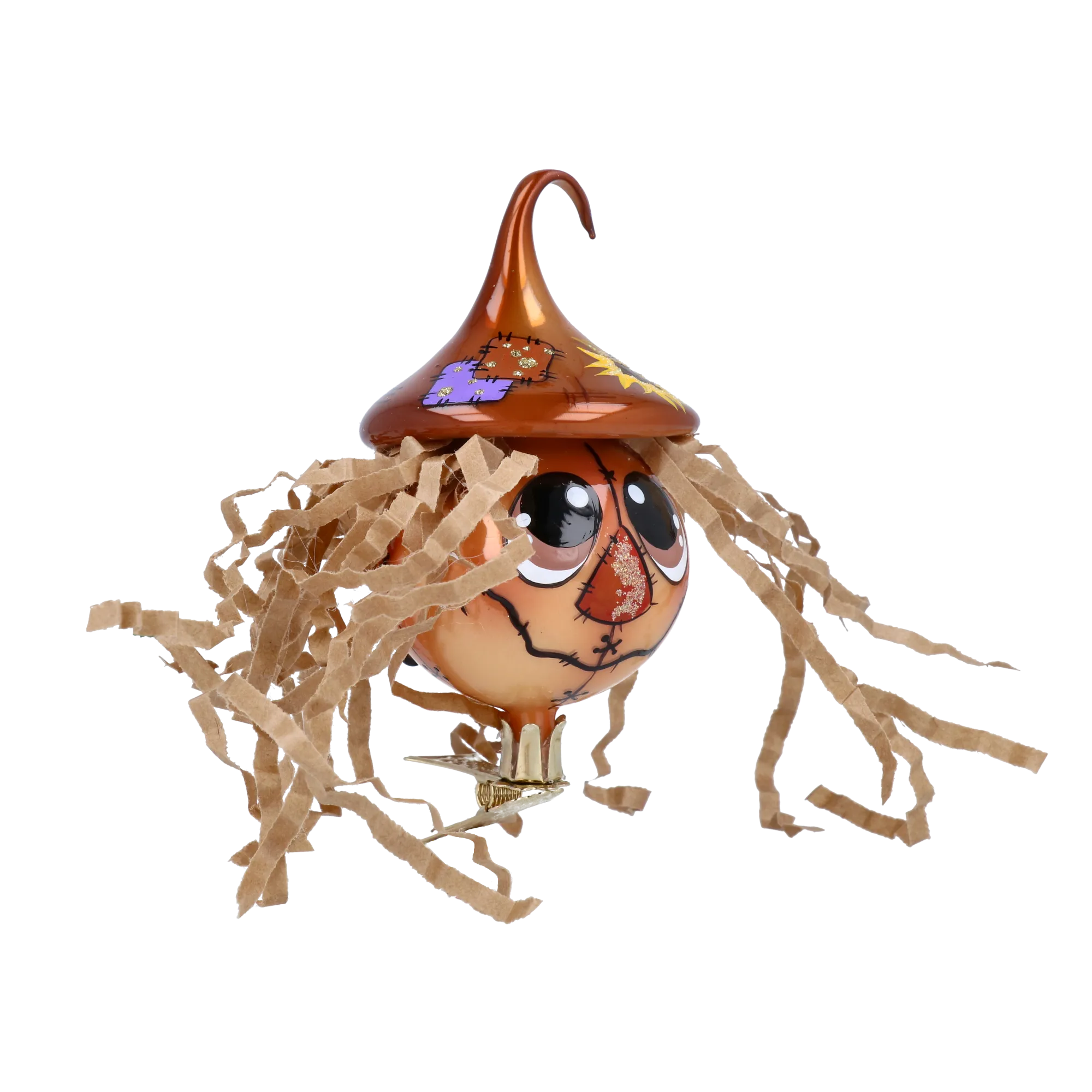 Autumn Scarecrow. Handmade Glass Christmas ornament. 2022-201