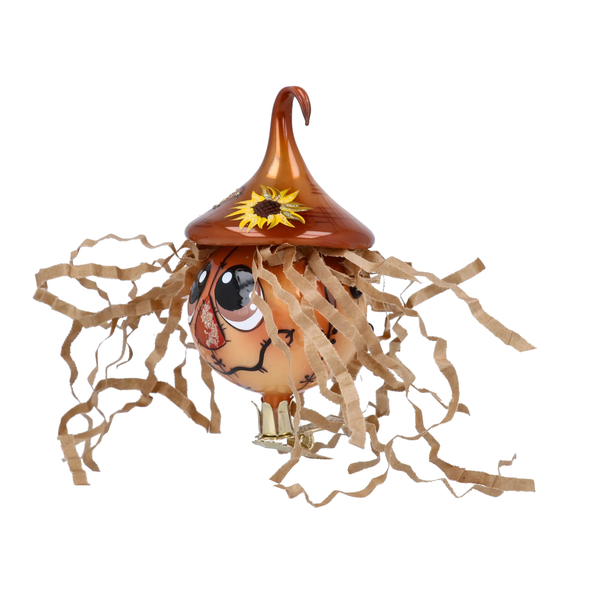 Autumn Scarecrow. Handmade Glass Christmas ornament. 2022-201