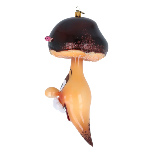 Wesoły Leśny Dziadek Grzyb Ręcznie Wykonana Szklana Ozdoba Bożonarodzeniowa