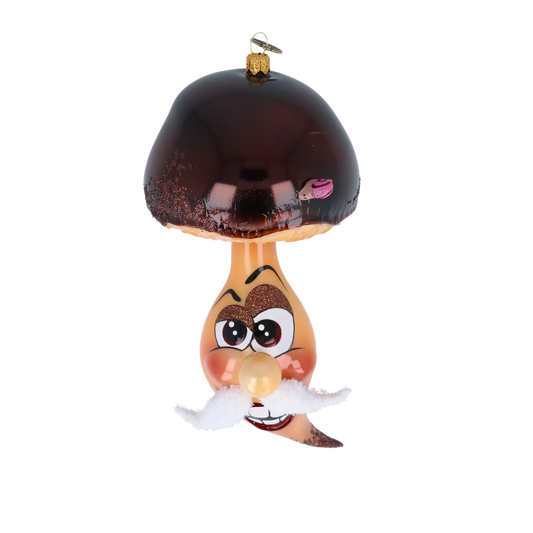 Cheerful Forest Grandpa Mushroom  Handmade Glass Christmas ornament 2022-208