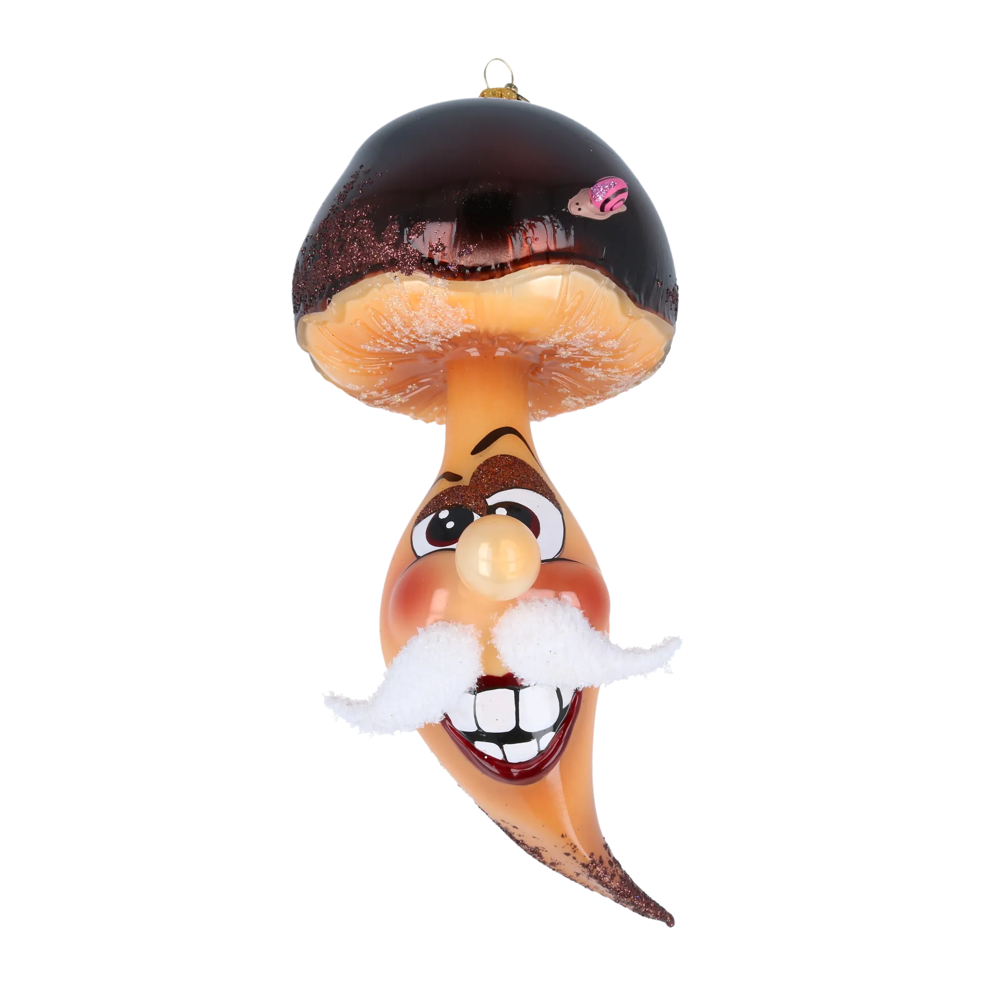 Cheerful Forest Grandpa Mushroom  Handmade Glass Christmas ornament 2022-208