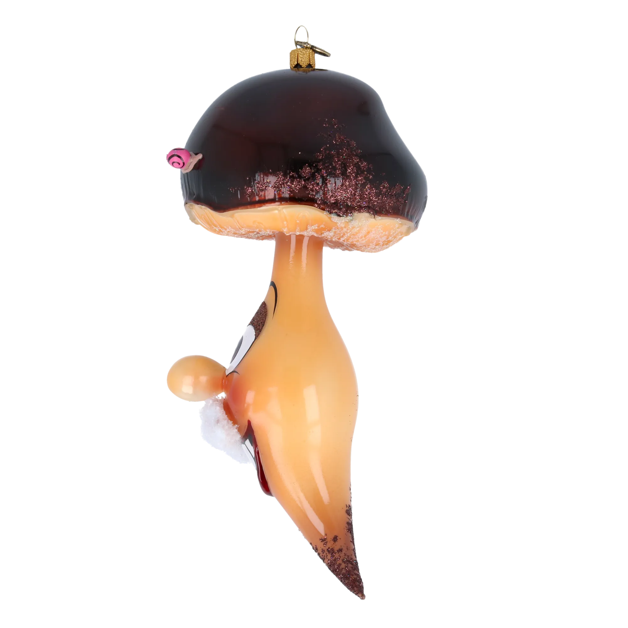 Cheerful Forest Grandpa Mushroom  Handmade Glass Christmas ornament 2022-208