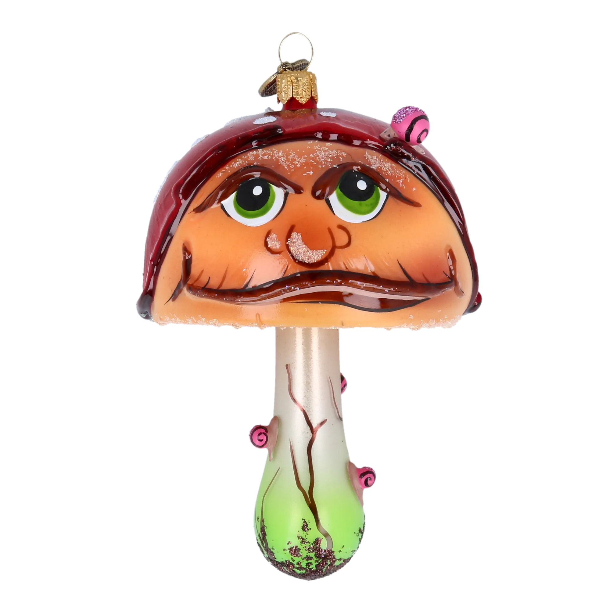 Enchanted Toadstool Mushroom. Handmade Glass Christmas ornament. 2022-209