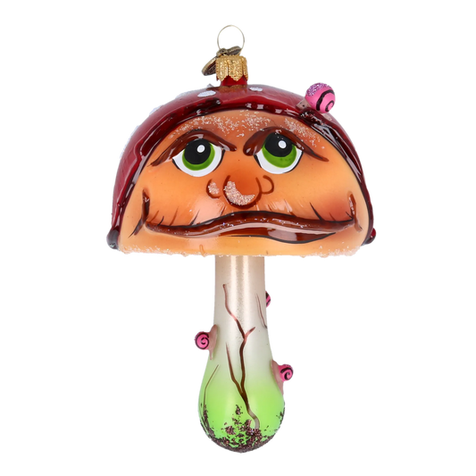 Enchanted Toadstool Mushroom. Handmade Glass Christmas ornament. 2022-209