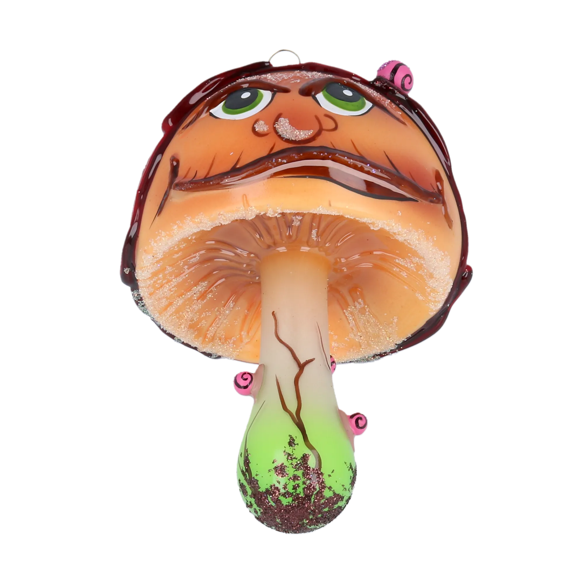 Enchanted Toadstool Mushroom. Handmade Glass Christmas ornament. 2022-209