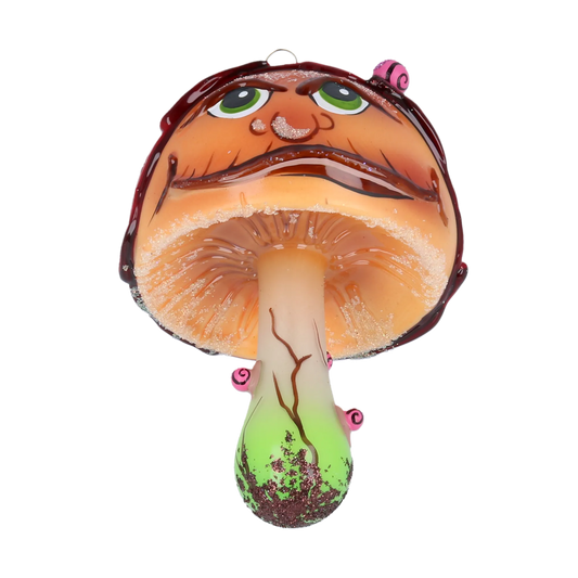 Enchanted Toadstool Mushroom. Handmade Glass Christmas ornament. 2022-209