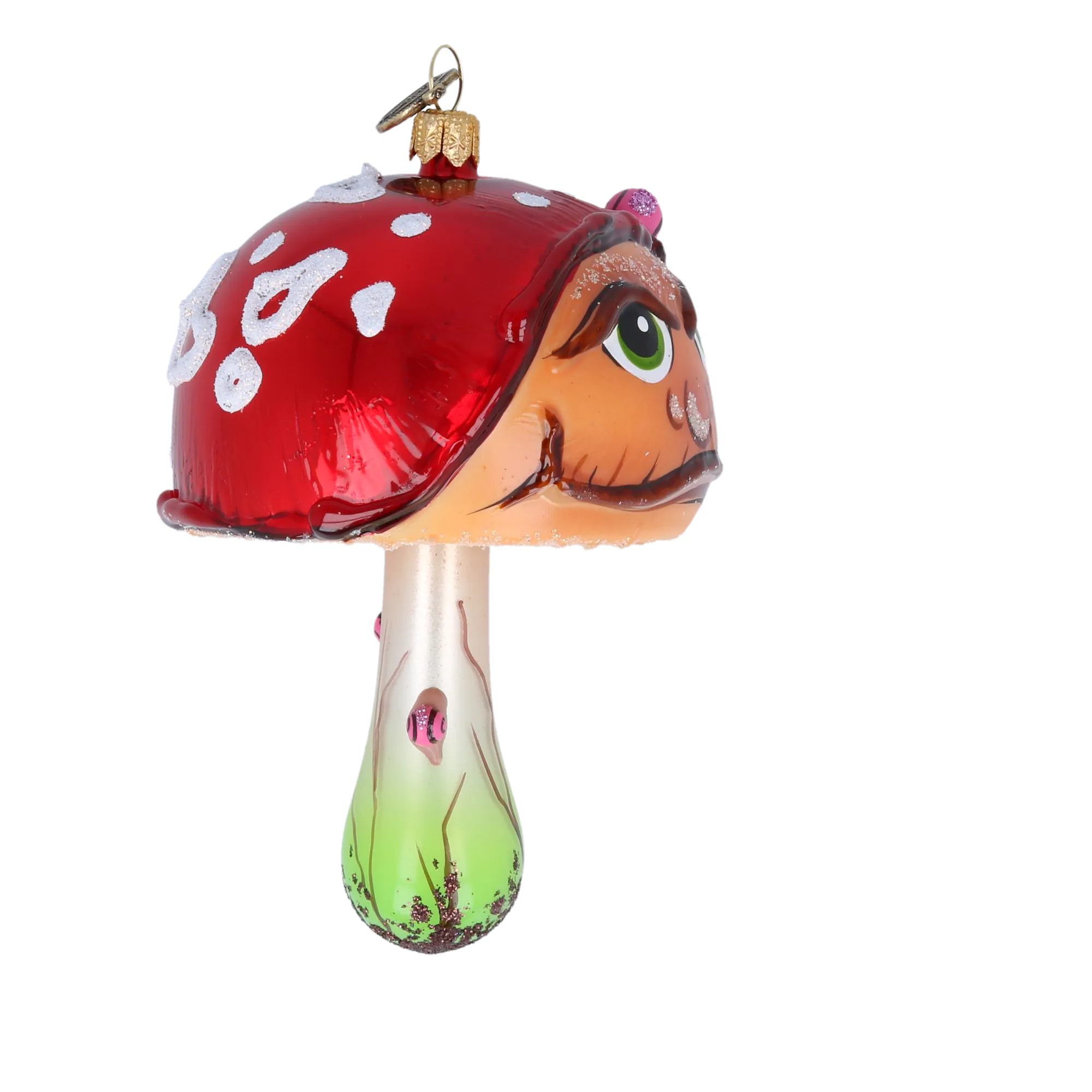 Enchanted Toadstool Mushroom. Handmade Glass Christmas ornament. 2022-209