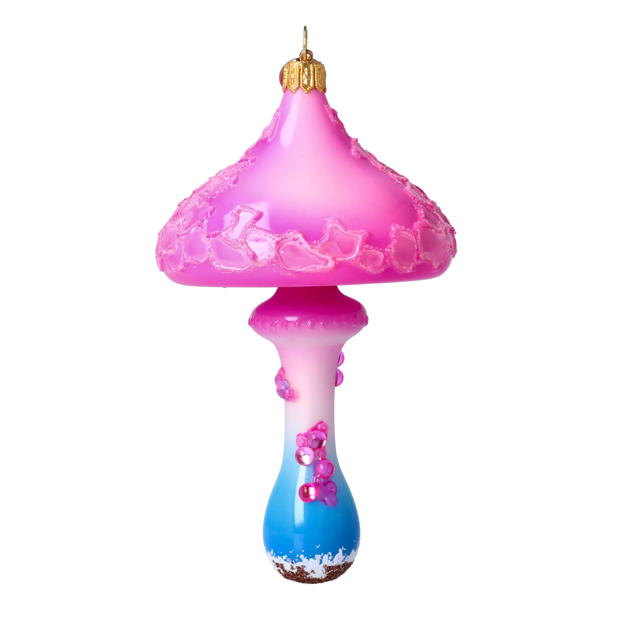 Enchanted Magenta Mushroom Premium christmas glass ornament 2022-214