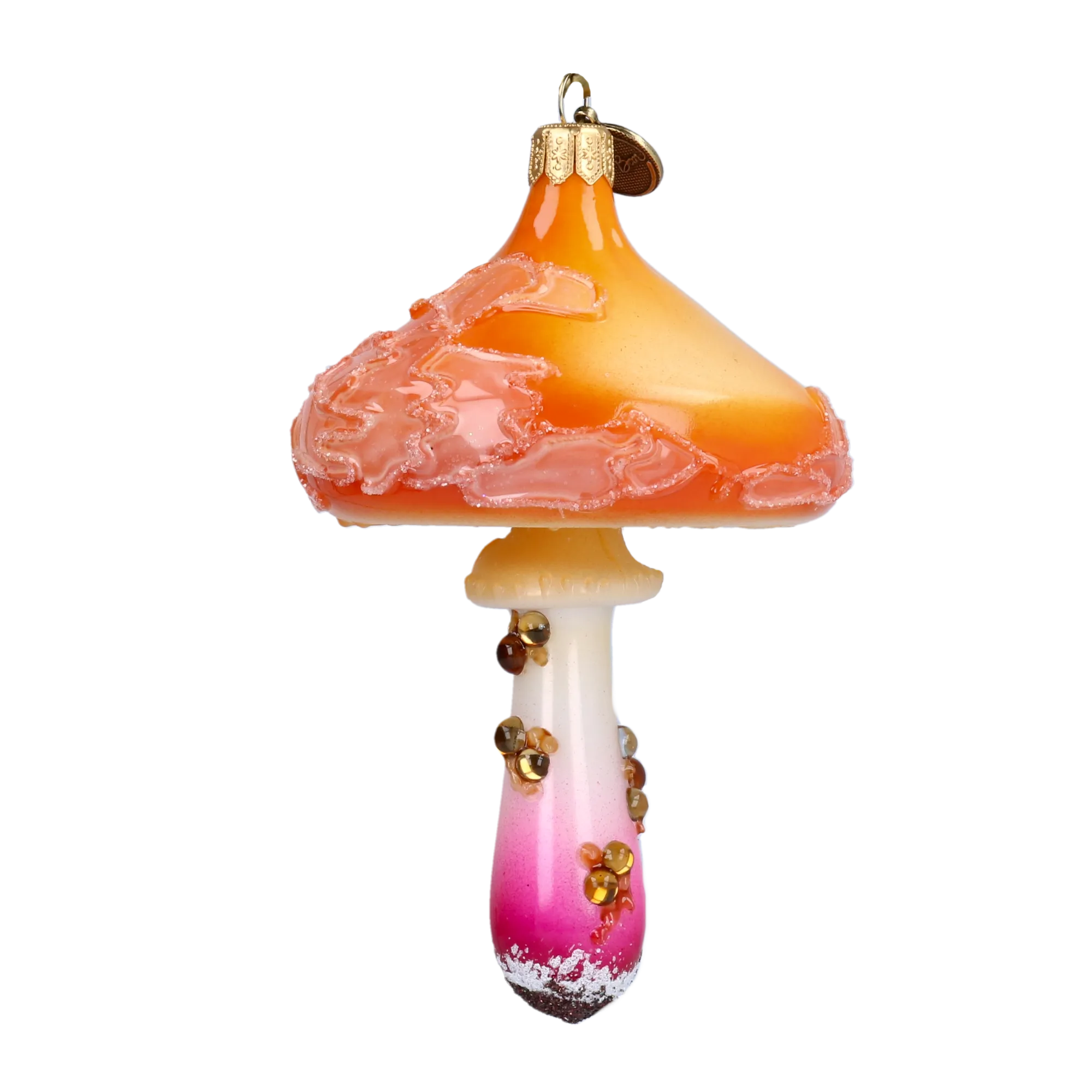 Enchanted Amber Mushroom Premium christmas glass ornament 2022-217