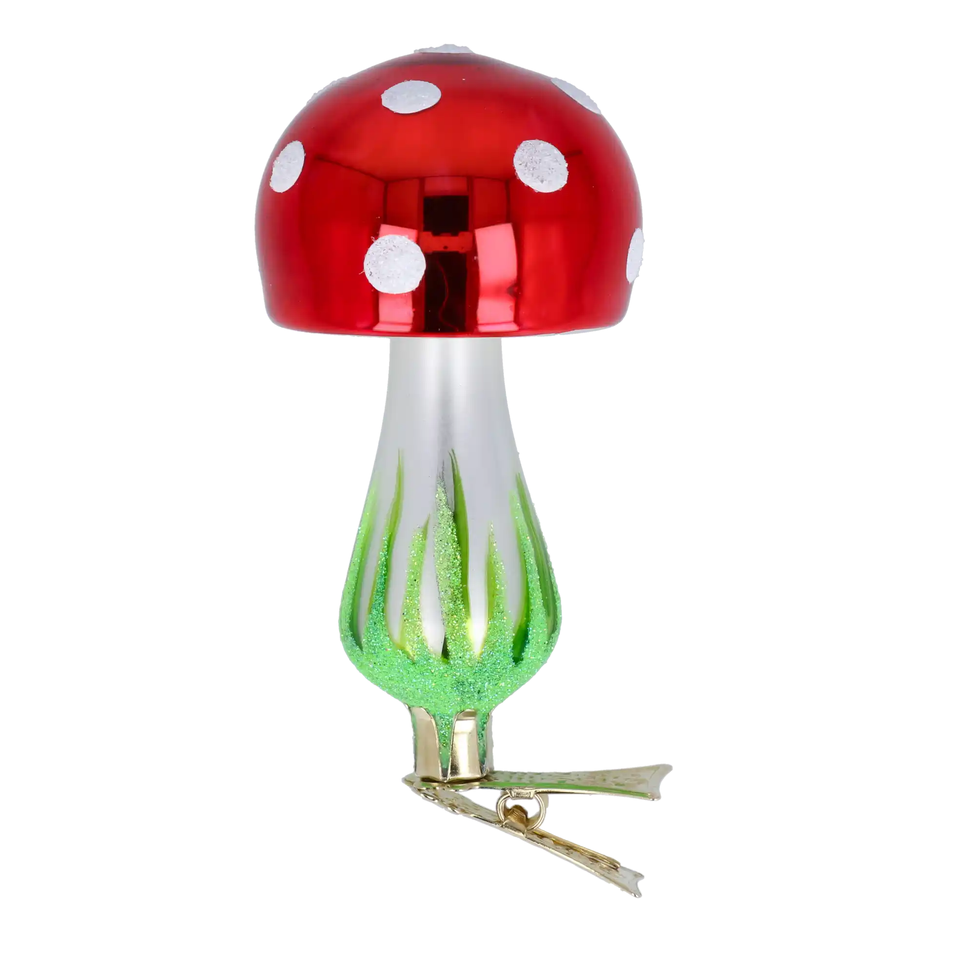 Szklany Muchomorek z Klipsem – Bajkowy Akcent Świąt Szklana Ozdoba