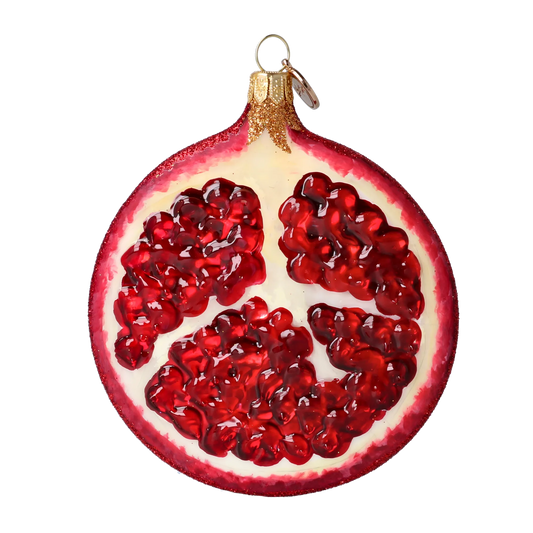 Pomegranate Slice. Handmade Glass Christmas ornament. 2022-235