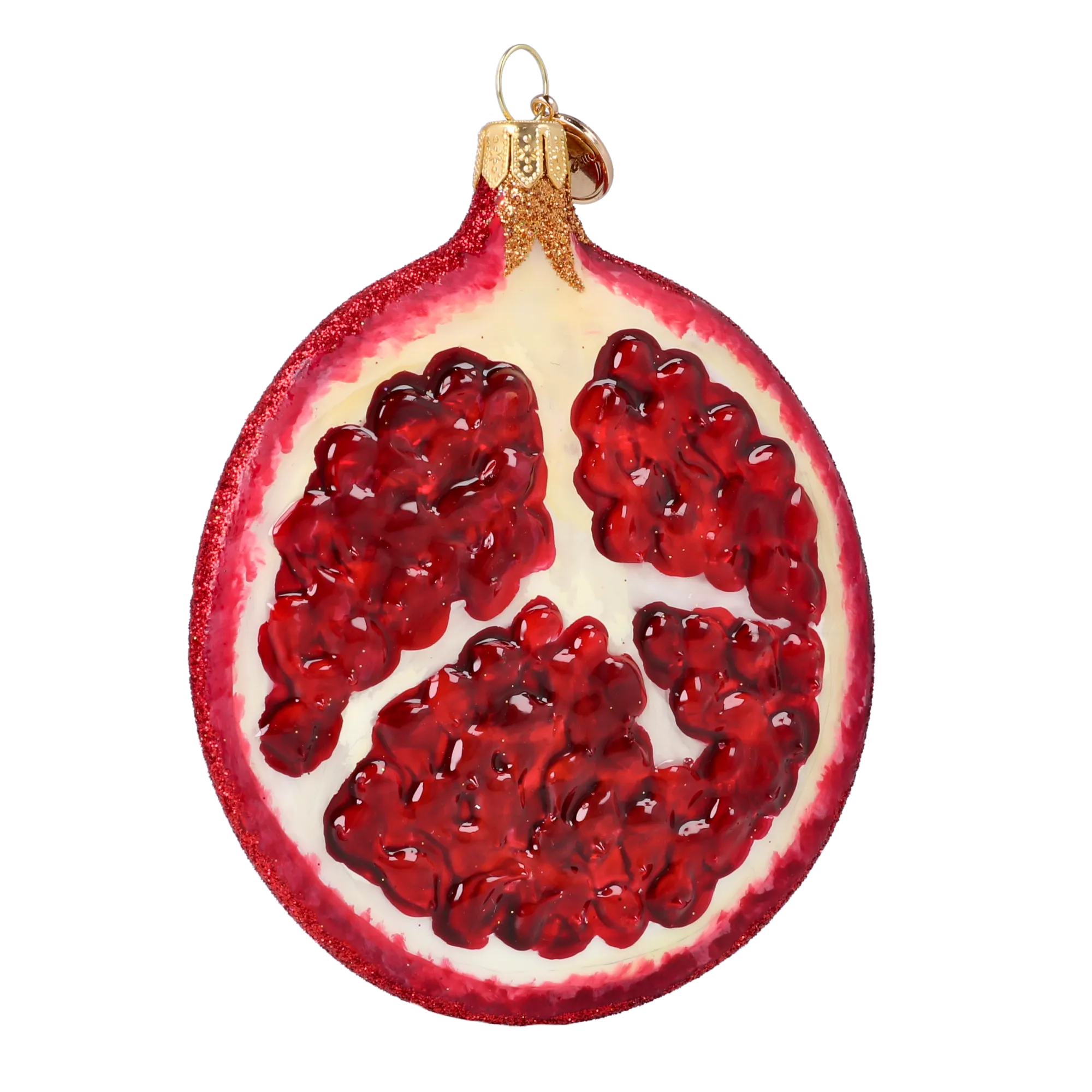 Pomegranate Slice. Handmade Glass Christmas ornament. 2022-235