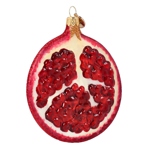 Pomegranate Slice. Handmade Glass Christmas ornament. 2022-235