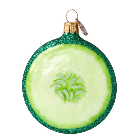 Cucumber Slice. Handmade Glass Christmas ornament. 2022-240