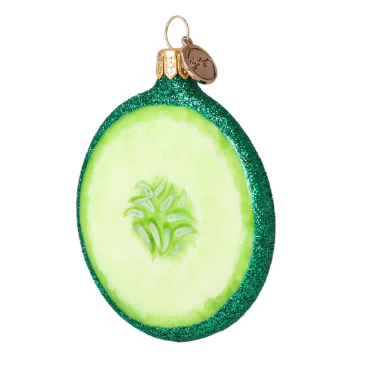 Cucumber Slice. Handmade Glass Christmas ornament. 2022-240