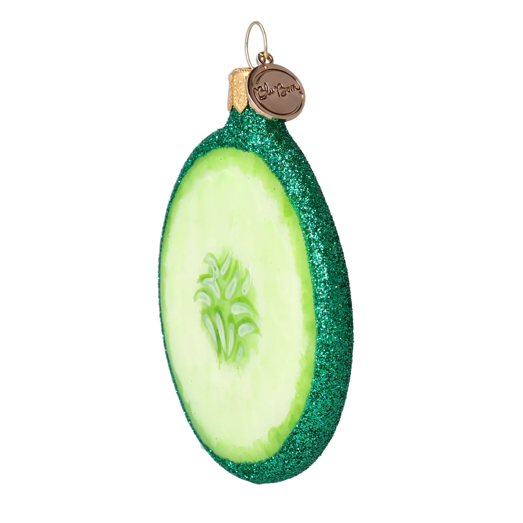 Cucumber Slice. Handmade Glass Christmas ornament. 2022-240