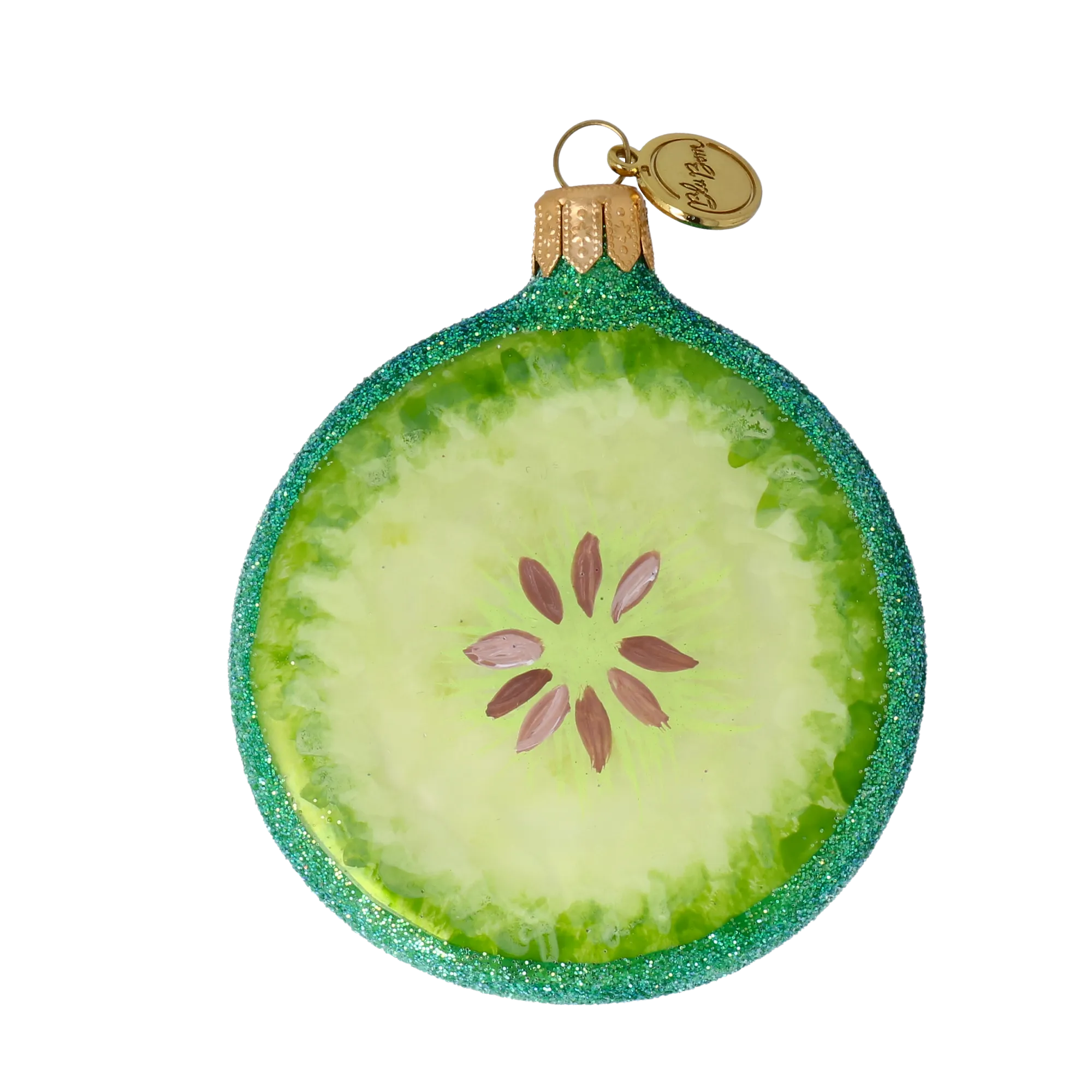 Cucumber Slice. Handmade Glass Christmas ornament. 2022-240
