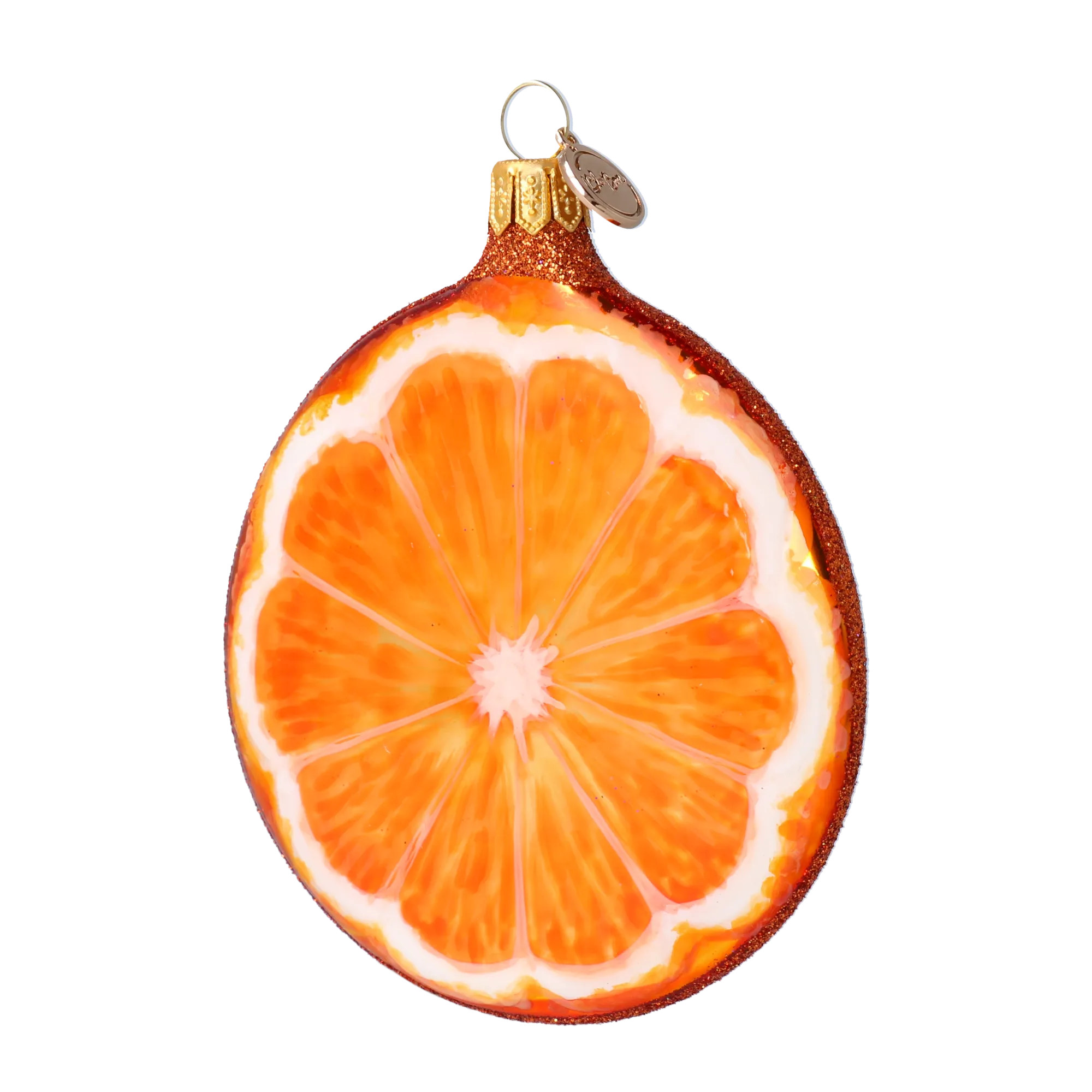 Orange slice. Handmade Glass Christmas ornament. 2022-241