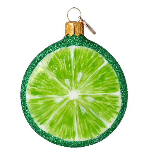 Lime slice. Handmade Glass Christmas ornament. 2022-242