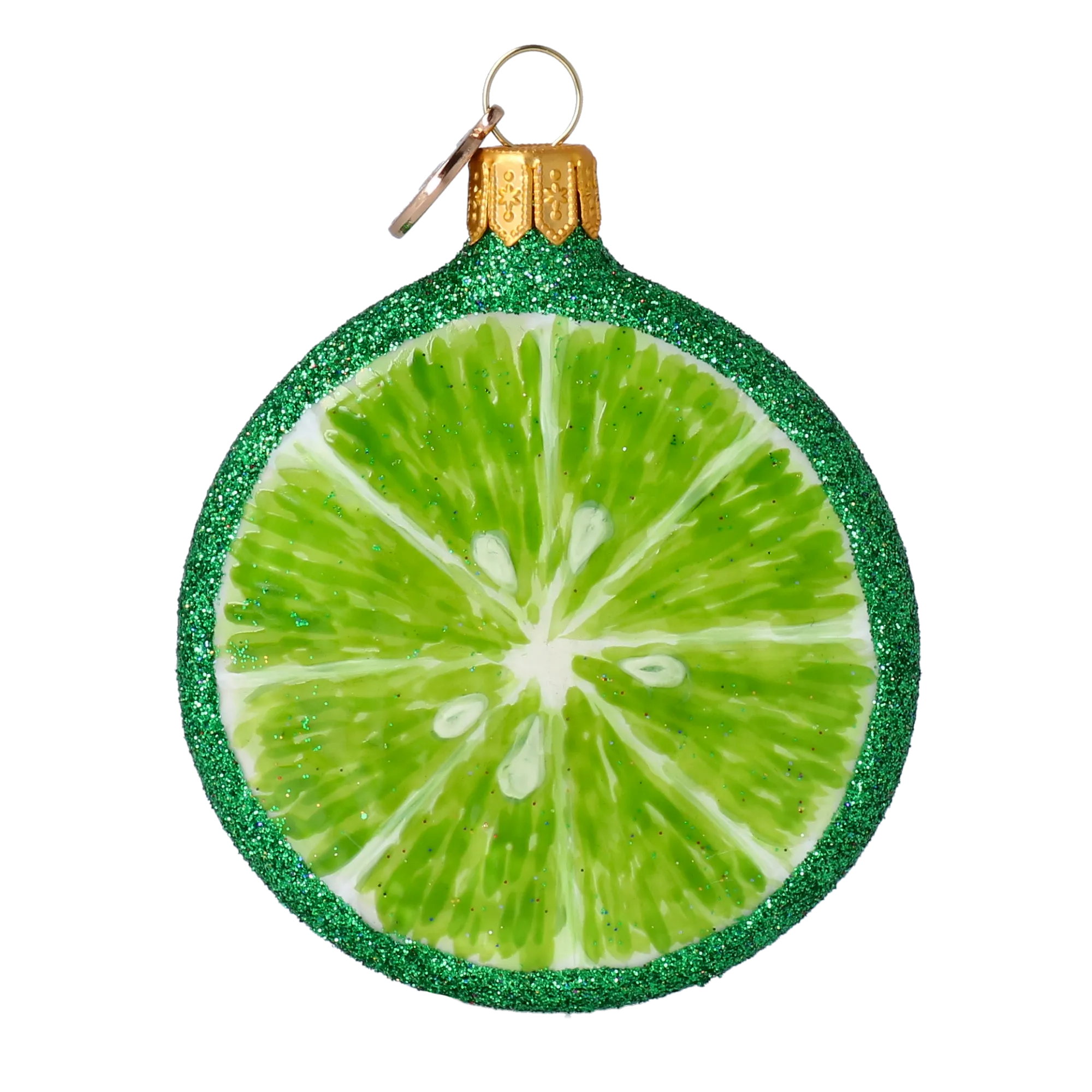 Lime slice. Handmade Glass Christmas ornament. 2022-242
