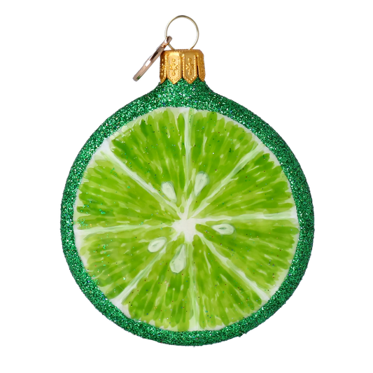 Lime slice. Handmade Glass Christmas ornament. 2022-242