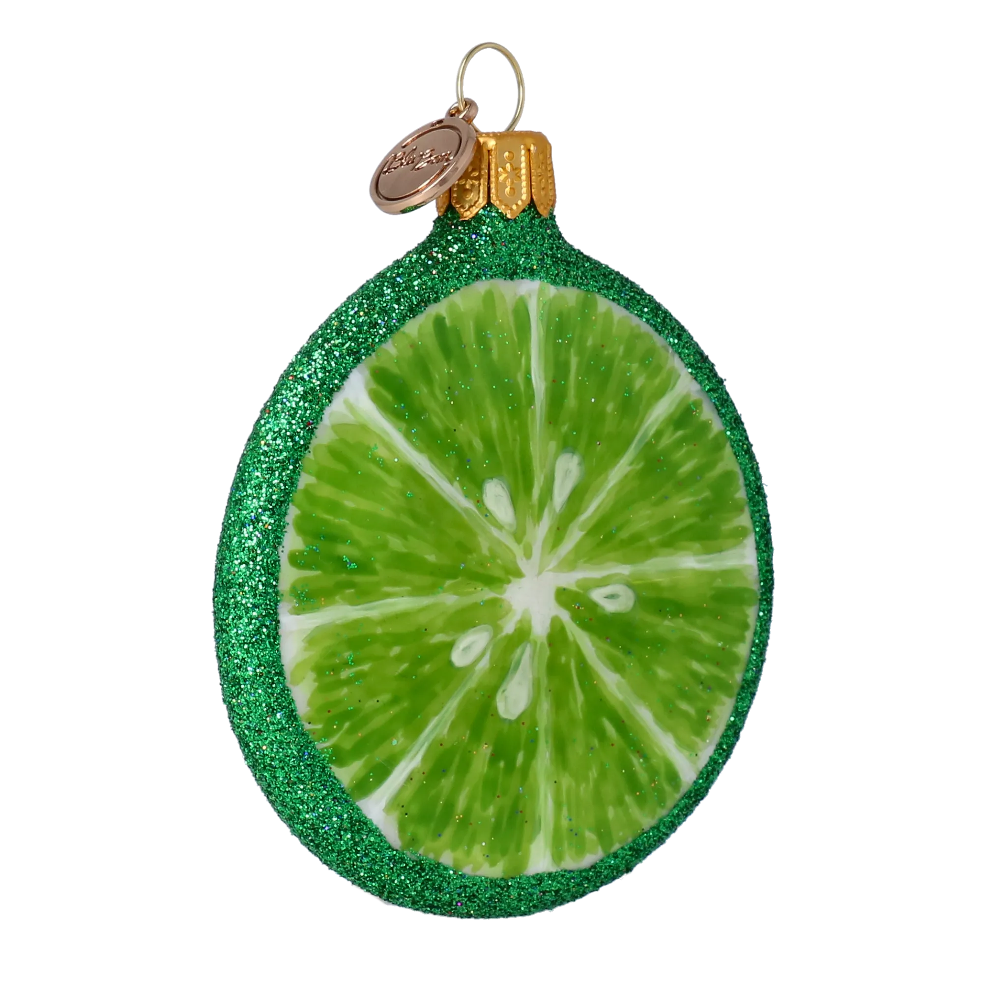 Lime slice. Handmade Glass Christmas ornament. 2022-242