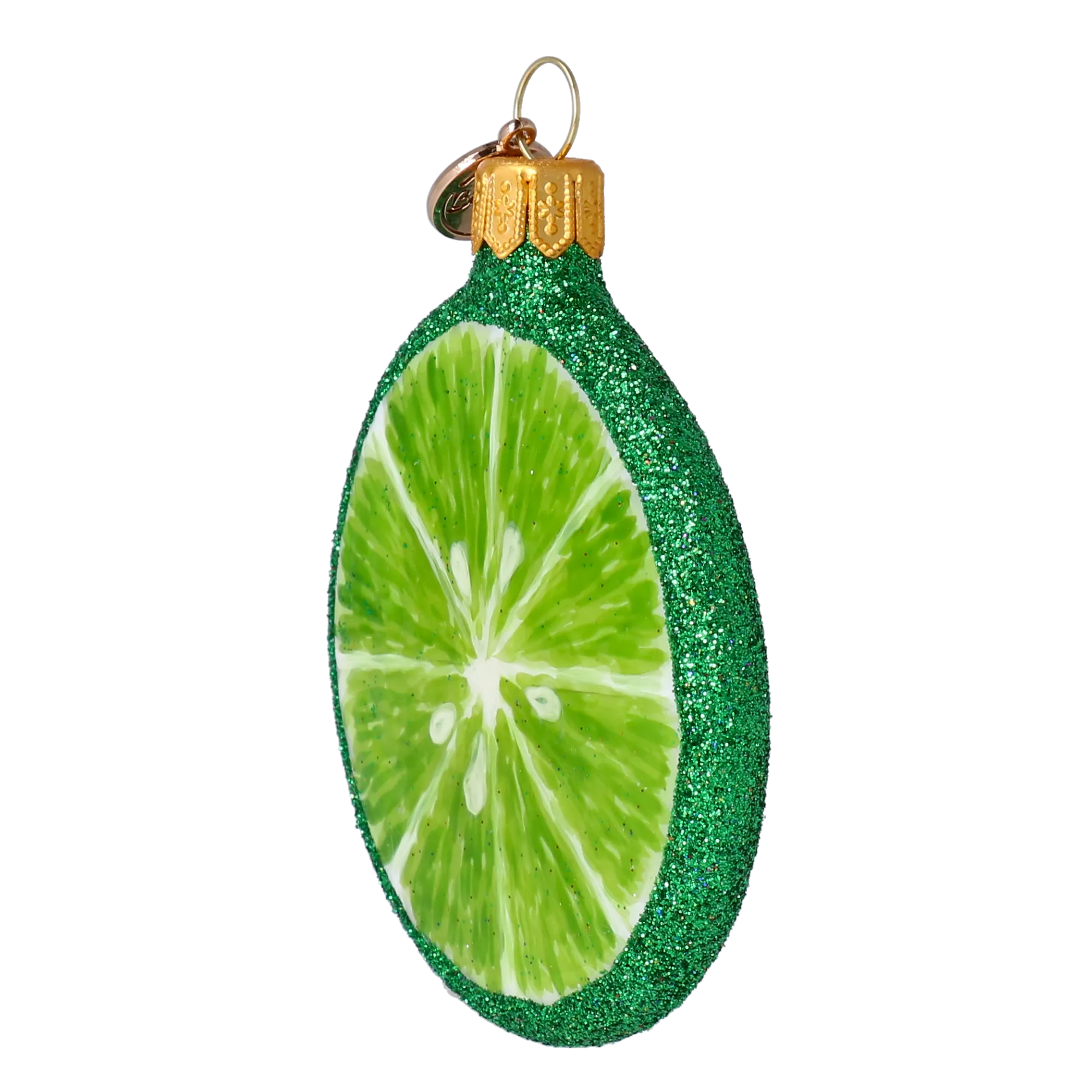 Lime slice. Handmade Glass Christmas ornament. 2022-242