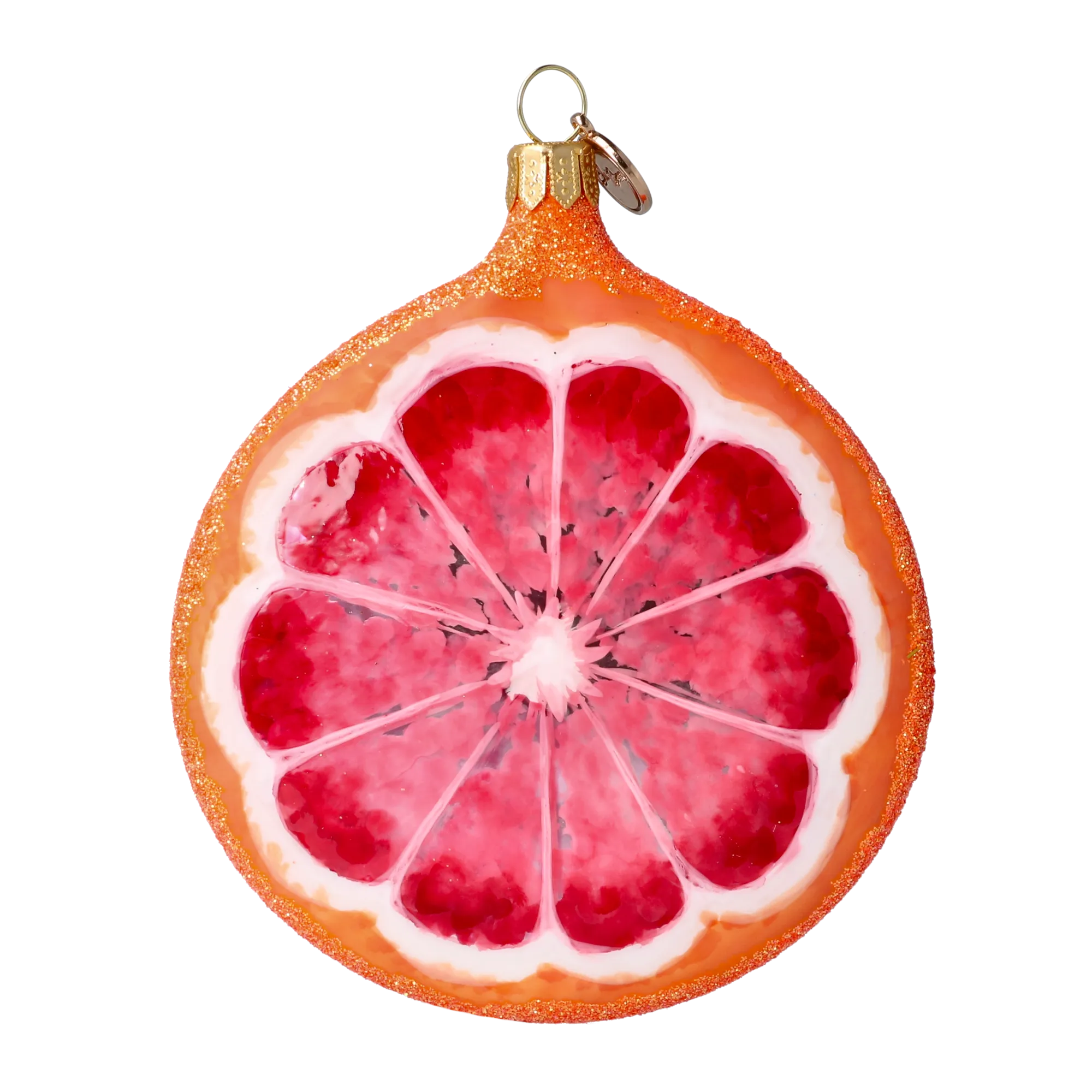 Grapefruit slice. Handmade Glass Christmas ornament. 2022-246
