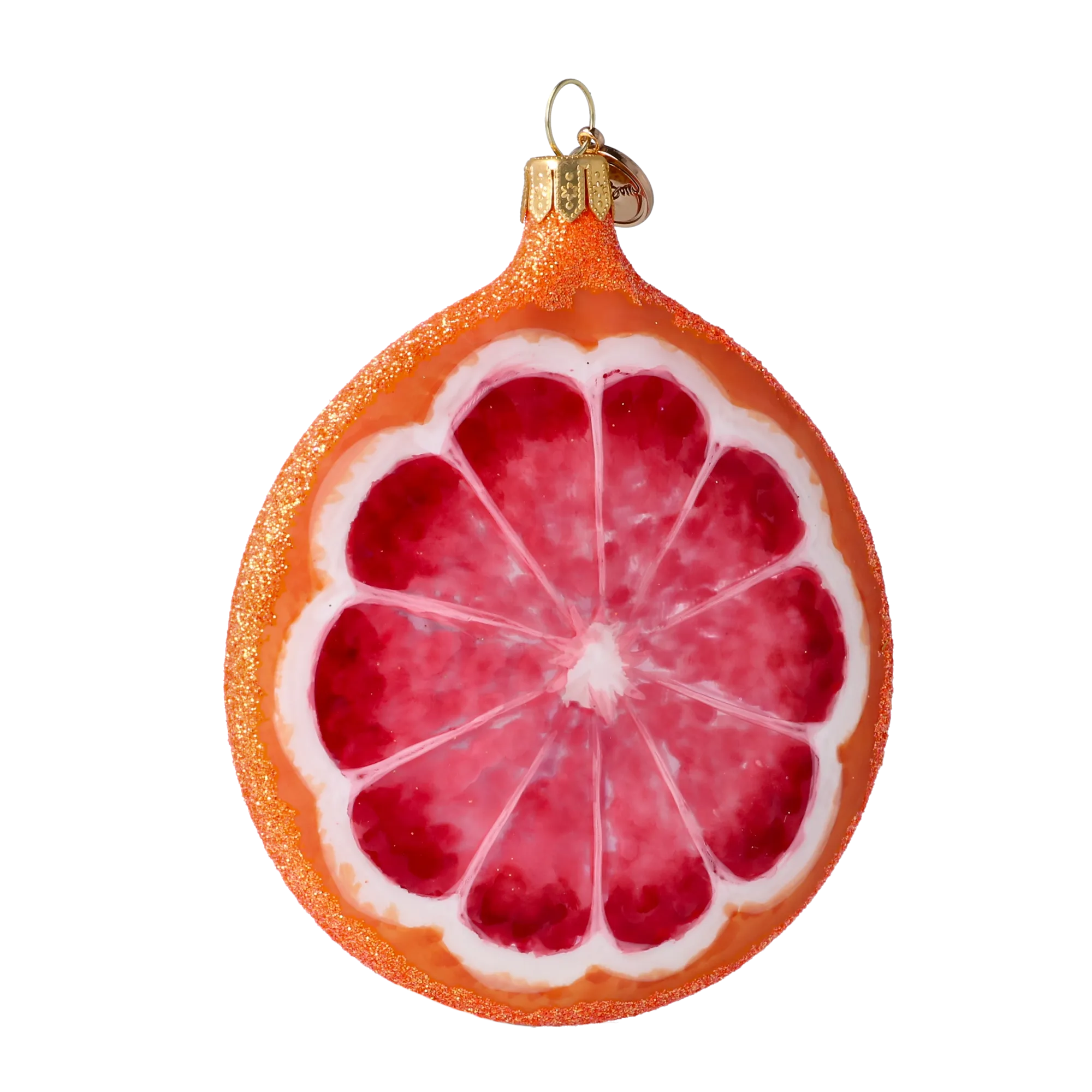 Grapefruit slice. Handmade Glass Christmas ornament. 2022-246