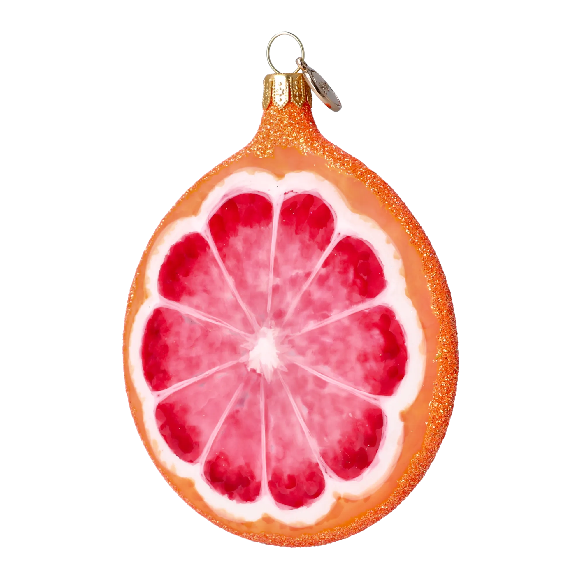 Grapefruit slice. Handmade Glass Christmas ornament. 2022-246