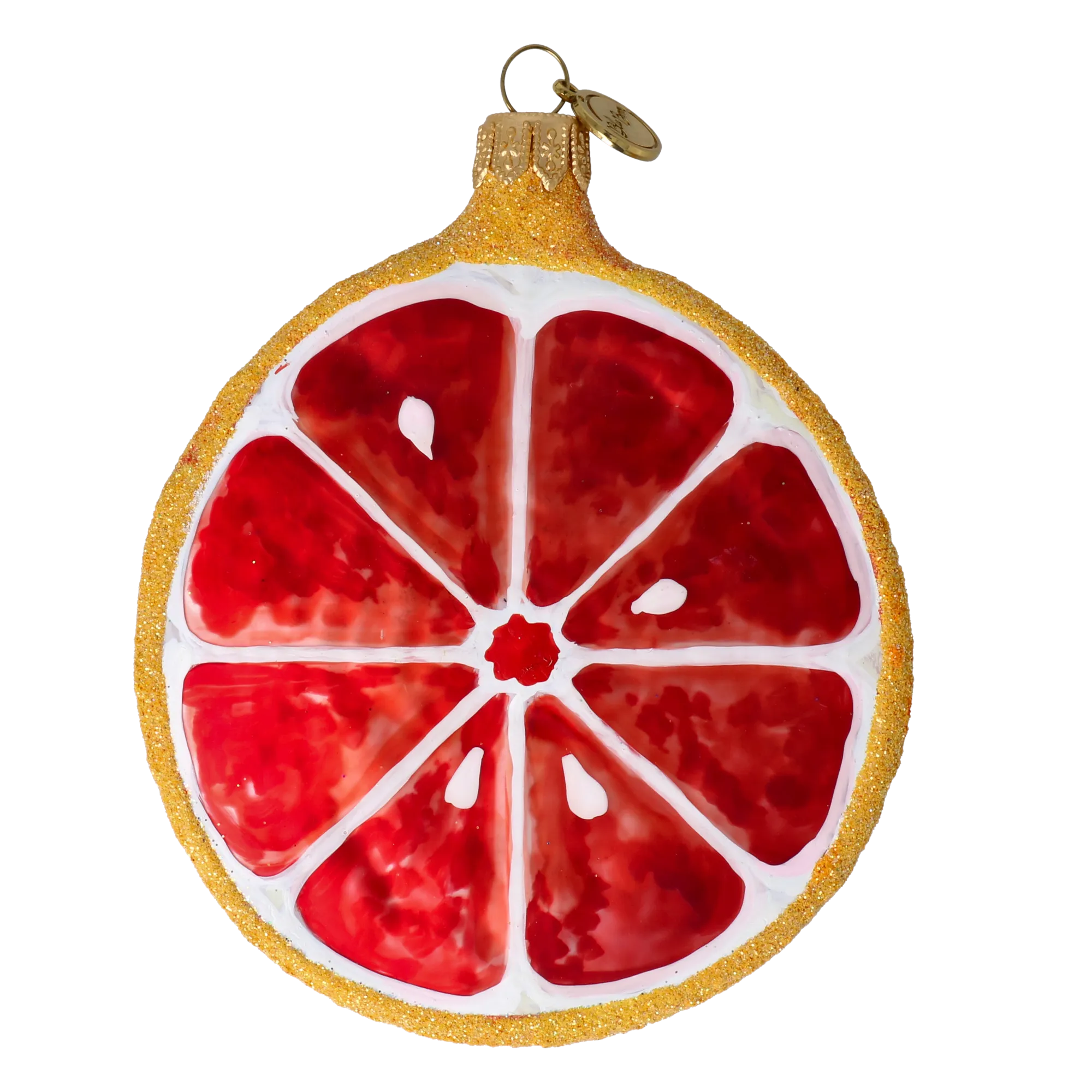 Grapefruit slice. Handmade Glass Christmas ornament. 2022-246
