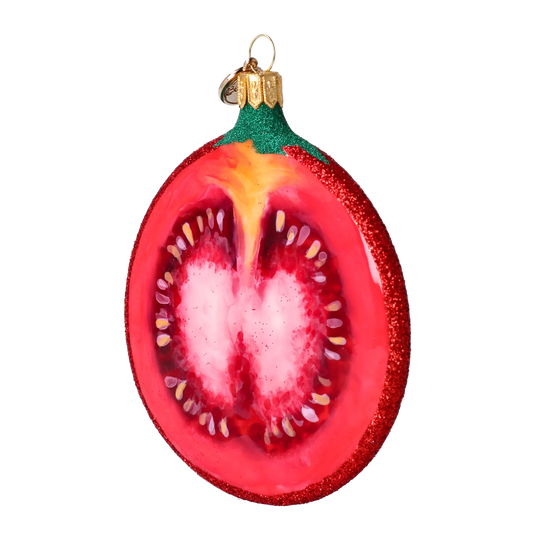 Tomato slice. Handmade Glass Christmas ornament. 2022-250