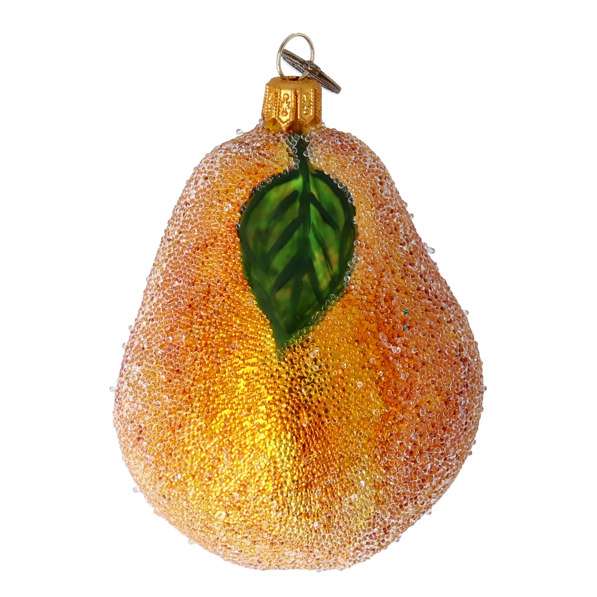 Frosted Golden Pear Premium christmas glass ornament 2022-254