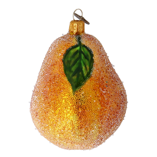 Frosted Golden Pear Premium christmas glass ornament 2022-254