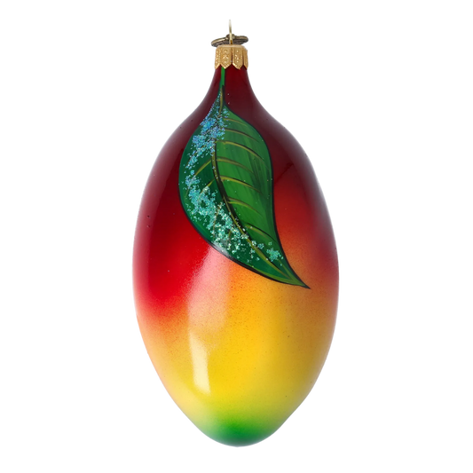 Exotic Mango. Handmade Glass Christmas ornament. 2022-255