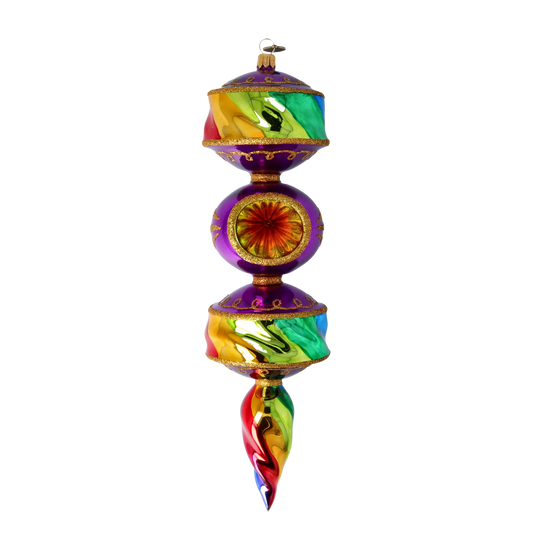 Majestic Rainbow Drop. Handmade Glass Christmas ornament. 2022-256