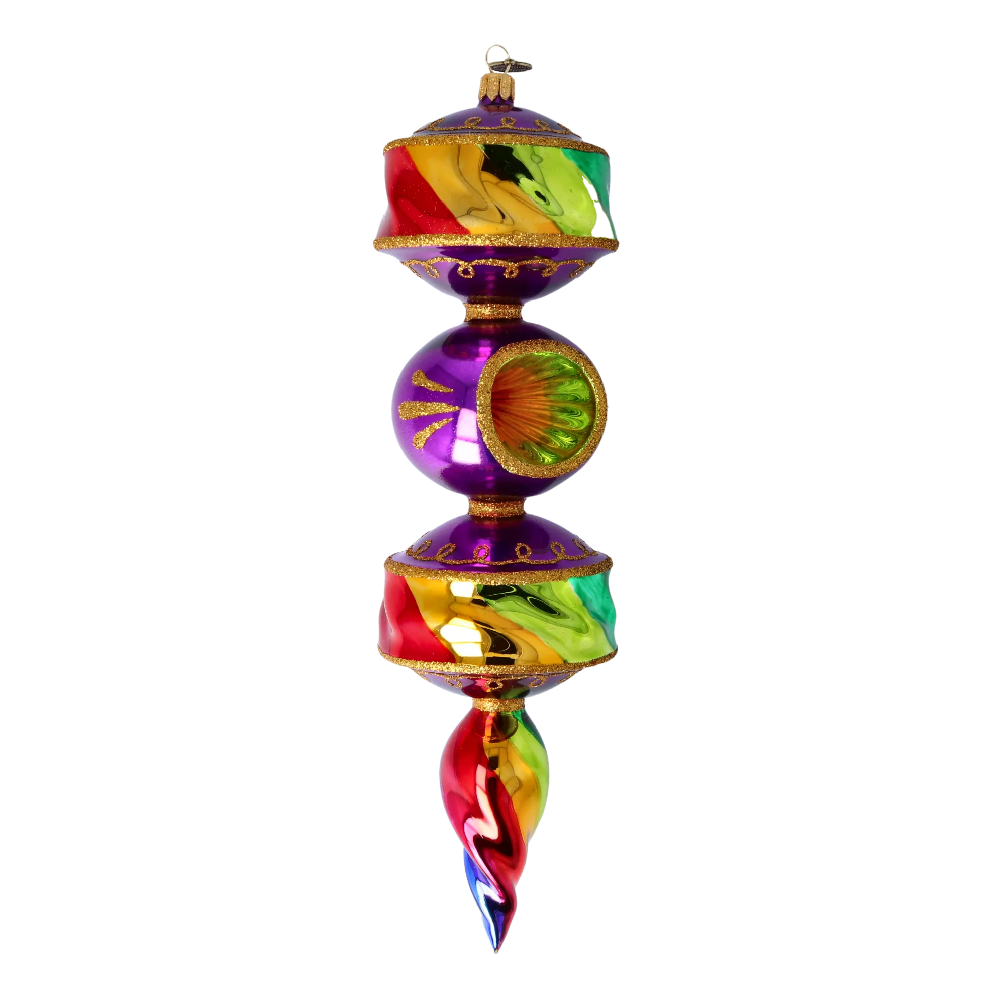 Majestic Rainbow Drop. Handmade Glass Christmas ornament. 2022-256