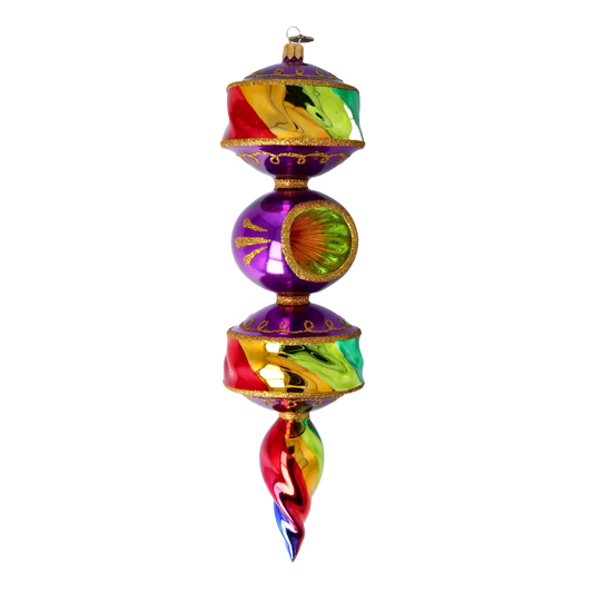 Majestic Rainbow Drop. Handmade Glass Christmas ornament. 2022-256